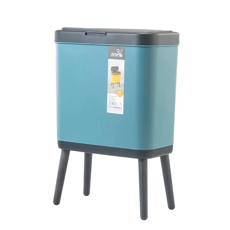 

15L Creative Trash Can - High-Foot with Lid, Large-Capacity Press-Type for Kitchen & Office
