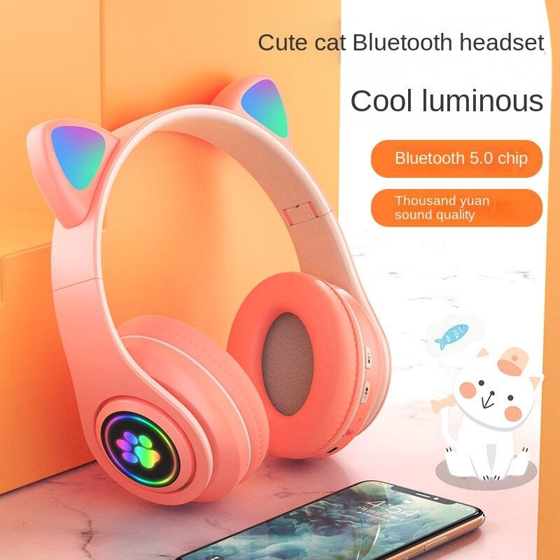 Buy Cat Headset Headset Bluetooth Headset Girl Wireless Breathing Lamp