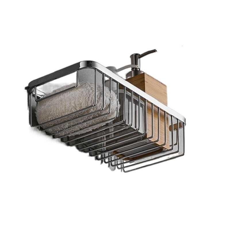 

Nail- 304 Stainless Steel Mesh Basket Bathroom Shower Room Shower Gel Rack Corner Basket Single-layer Rectangular Rack