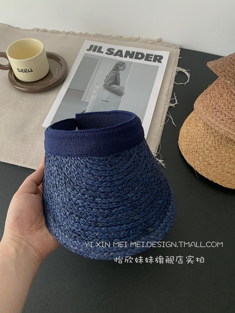 2026 New Style Japan Thick Raffia Visor Hat Women Summer Colorful Fashion Sun Hat Empty Top Hat