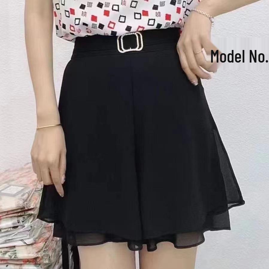 

2024 Women s High Waist Slimming Wide Leg Chiffon Pants Skirt - Trendy Summer Double Layer Skirt 2XL