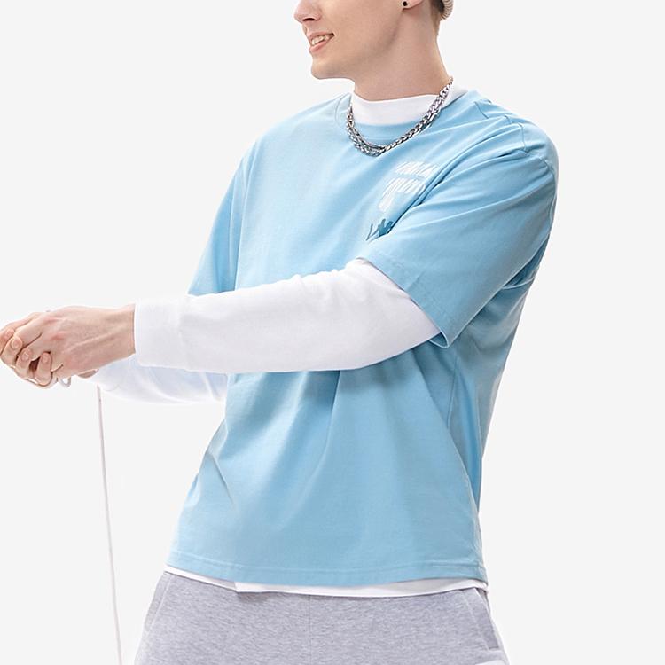 Fila Fusion Colorful Letter Logo Round Neck Short Sleeve Drop Shoulder T-Shirt Unisex T-Shirt Daffodil-Blue T11U216103F-LB