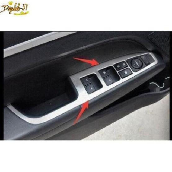 For Hyundai Elantra 2016~ Silver Steel Window Lift Panel Switch Cover Trim