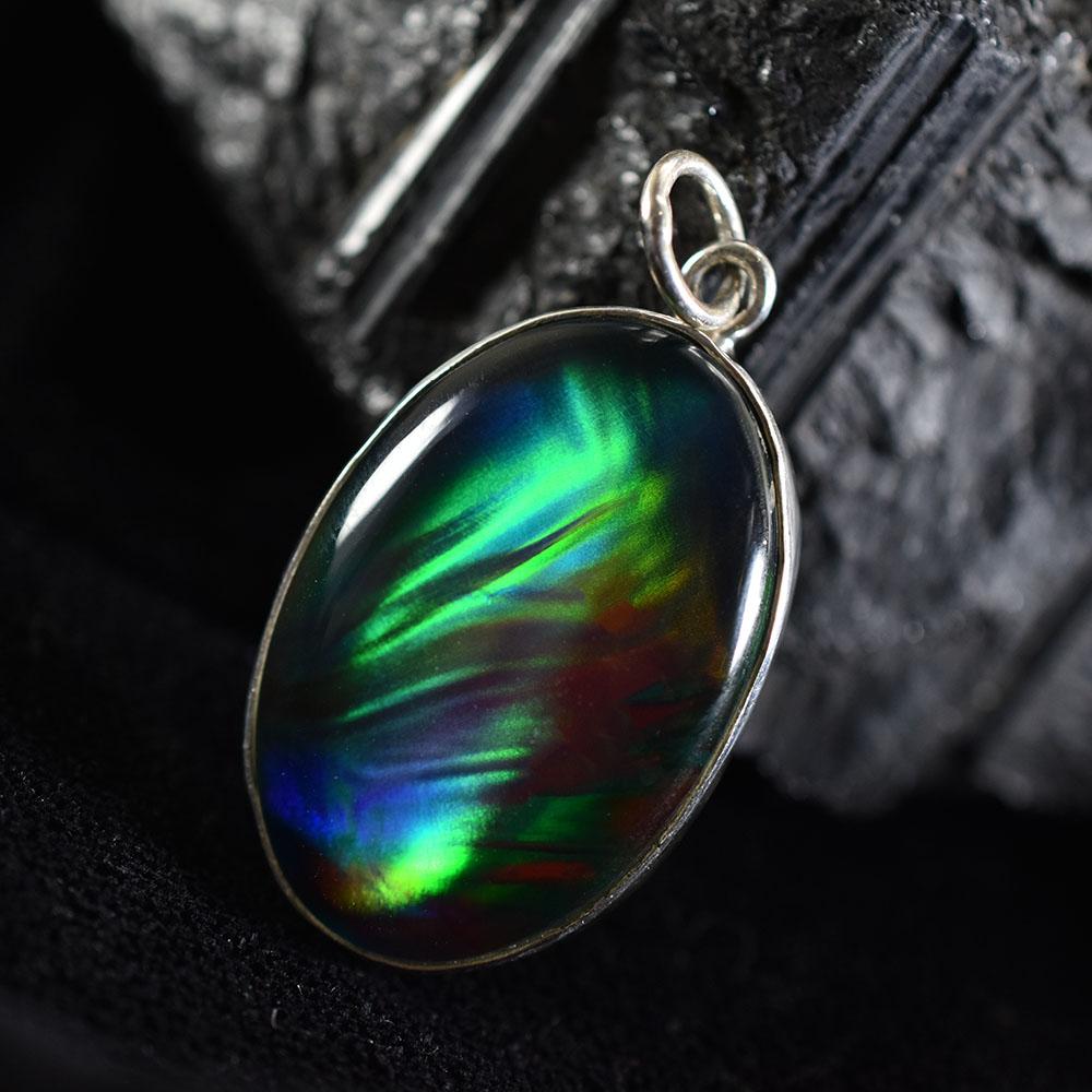 Natural Multicolor Opal Oval Pendant 32 Ct 925 Sterling Silver For Her