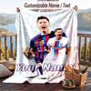 Flannel Blanket Robert Lewandowski Print Custom Name Text Soft Throw for Sofa Bed
