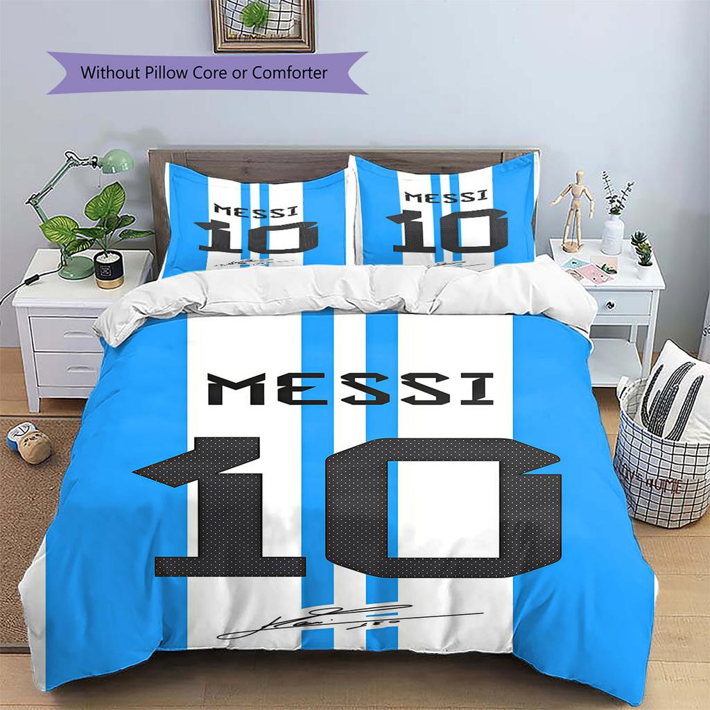 Lionel Messi Pattern Bedding,Quilt Set Quilt Cover Pillowcase Home Birthday Gift(1 * duvet cover + 2 * pillowcase, without core)