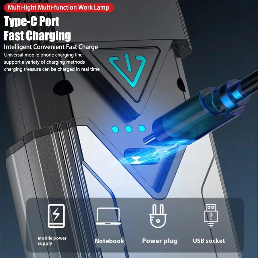 Portable High Bright Flashlight,Ultra-Long Endurance,Type-C,Magnetic,Hook,Multi-Lighting Modes,Outdoor,Work Maintenance,Camping