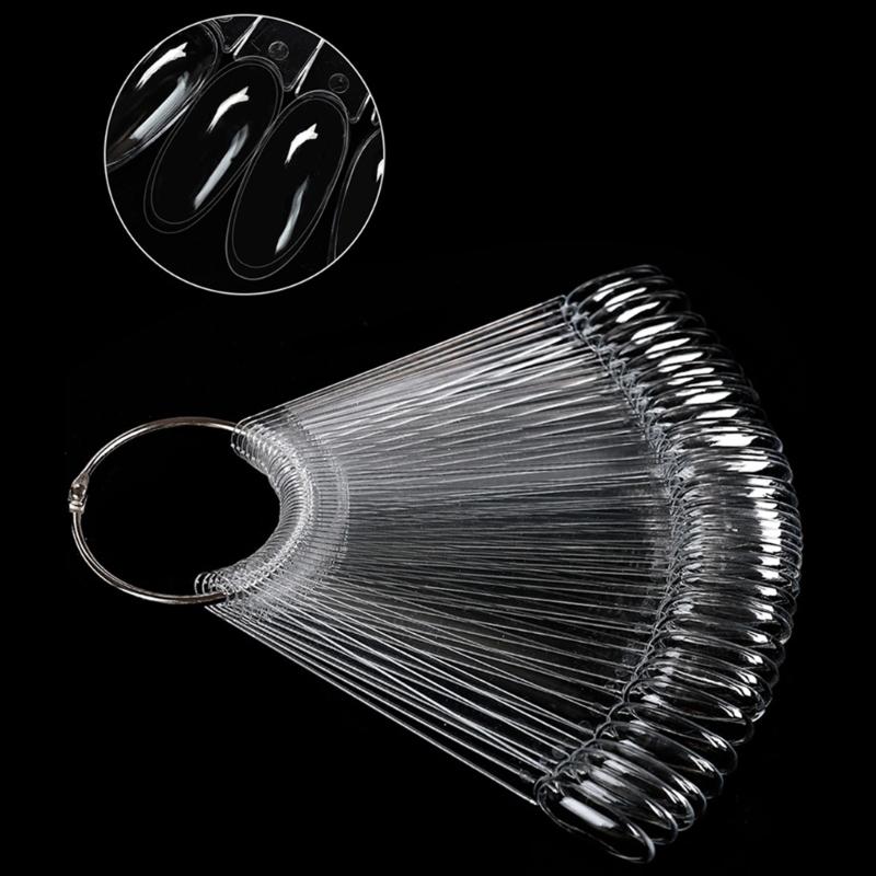 50 Pcs Fan Style Clear Nail Swatches Sticks Nail Art Accessories for Gel Polish Display and Easy Color Comparison