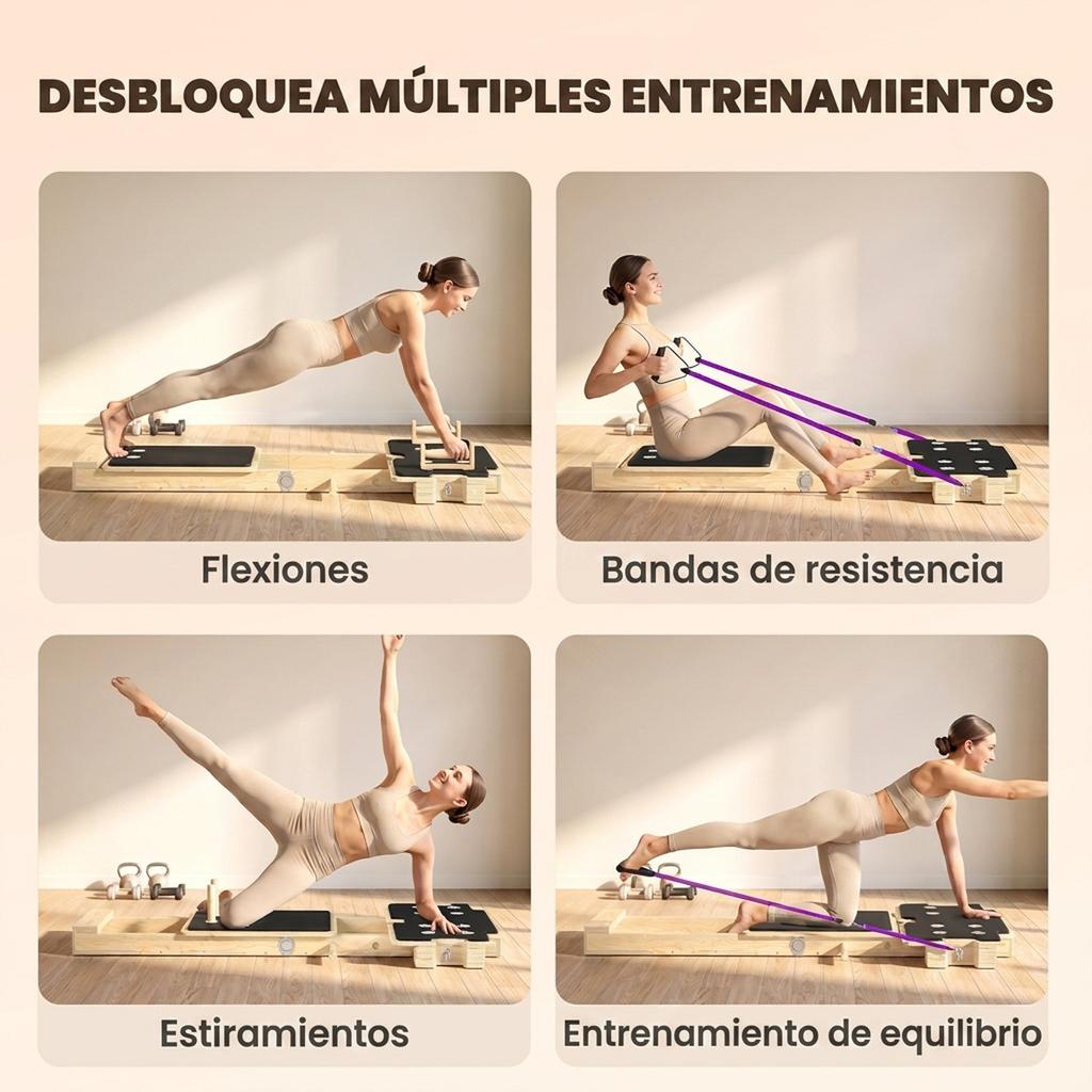 Pilates Reformer, Resistance Bands, Handles, for Home Gym