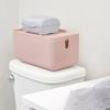 Stackable Toilet Paper Storage Bin with Lid Non-Skid Feet Slim Design Modular Organizer Bathroom Cleaning Wipes Holder Durable