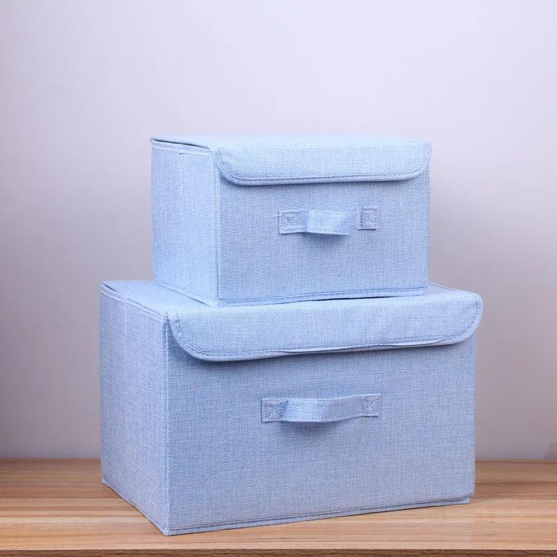 Thicken Storage Boxes Foldable Clothes Box High-quality Cotton and Linen Storage Box with Lid Washable Cloth Storage Boxes