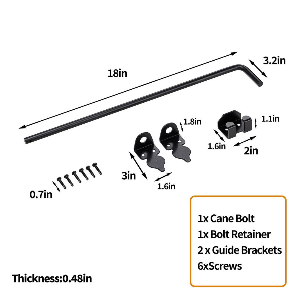 46cm Cane Bolt Gate Drop Rod 18 inch Heavy Duty Iron Gate Ground Latch Multipurpose Sturdy Easily Install Door Stopper