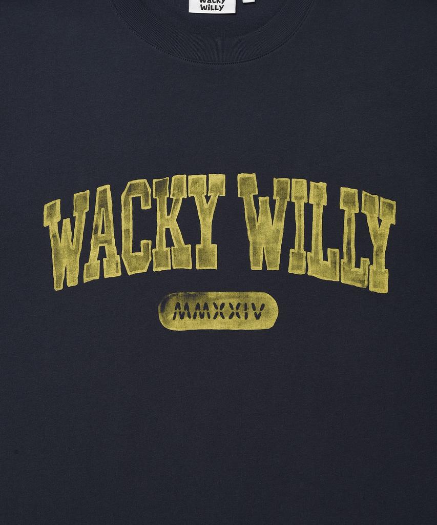 WACKY WILLY Arch Typography Short Sleeve T-Shirt Navy