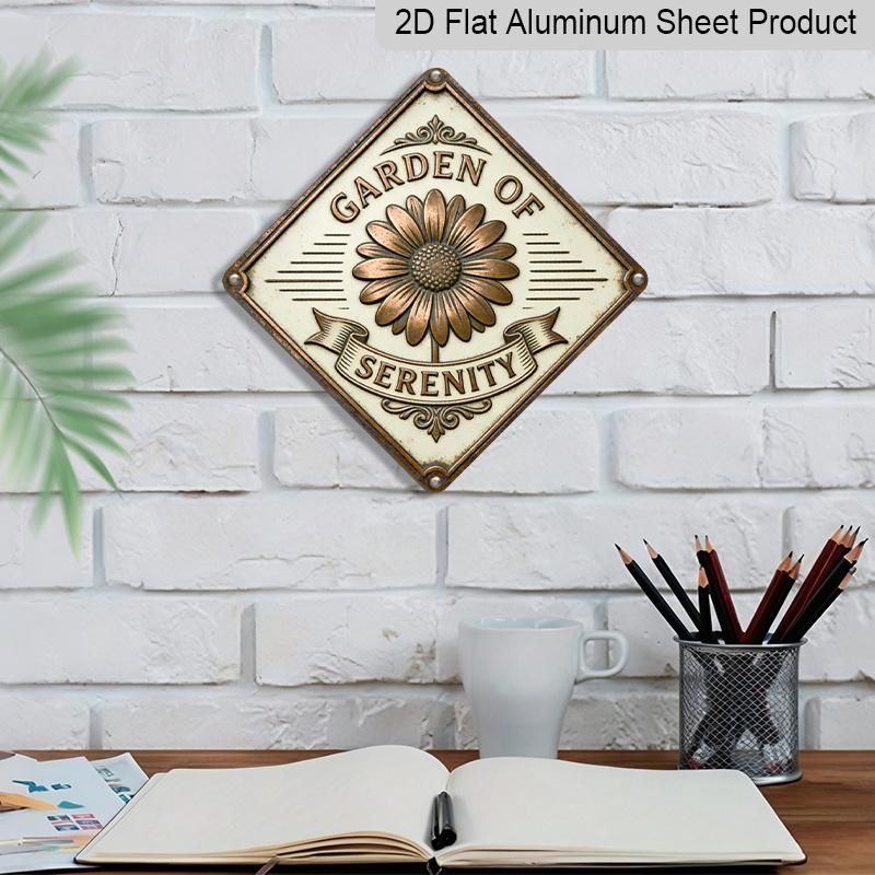 2D Flat, 1pc Vintage Serene Garden Theme Aluminum Wall Plaque - Thin Metal Sign Suitable for / Decoration - Memorial Gift for Father, Wall-Mounted