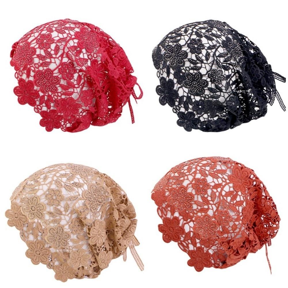 Single Layer Knit Beanies Dual-use Weave Cap Retro Crochet Hollow Knitted Hat Ladies