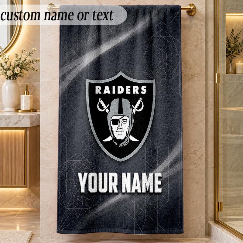 Beach TowelLas Vegas Raiders Custom Name Text Personalized Soft Towel for Beach Pool Indoor Home Decor Gift