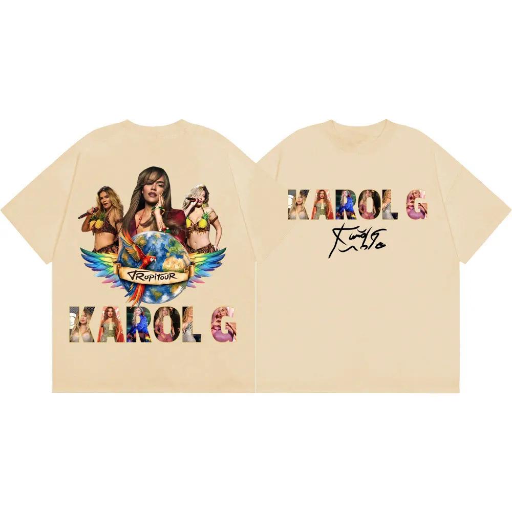 

Singer Karol G Tropicoqueta Tour 2026 Merch T-shirts Fashion Y2k Oversized T Shirt Men Women Casual Cotton Short Sleeve T-shirt XXXL синій