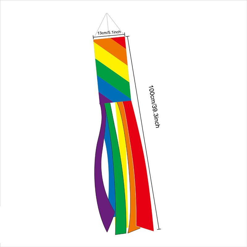 100cm Rainbow Windsock  Flag Outdoor Courtyard Screen Printing Flag Wind Vane Durable And Interesting Outdoor Decoration