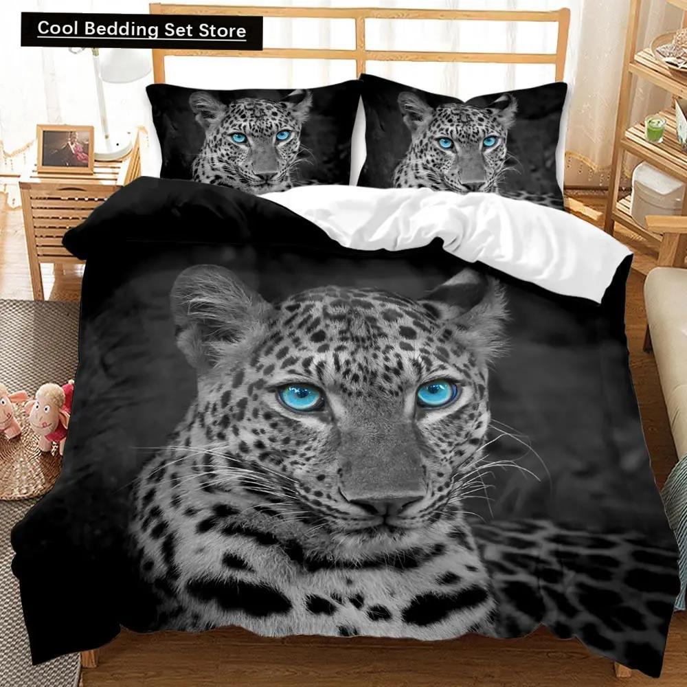 Zestaw poszwy na kołdrę Tiger Twin dla chłopców mężczyzn z nadrukiem dzikich zwierząt zestaw pościeli zwierzęcy poliestrowy pokrowiec na kołdrę podwójny queen king size
