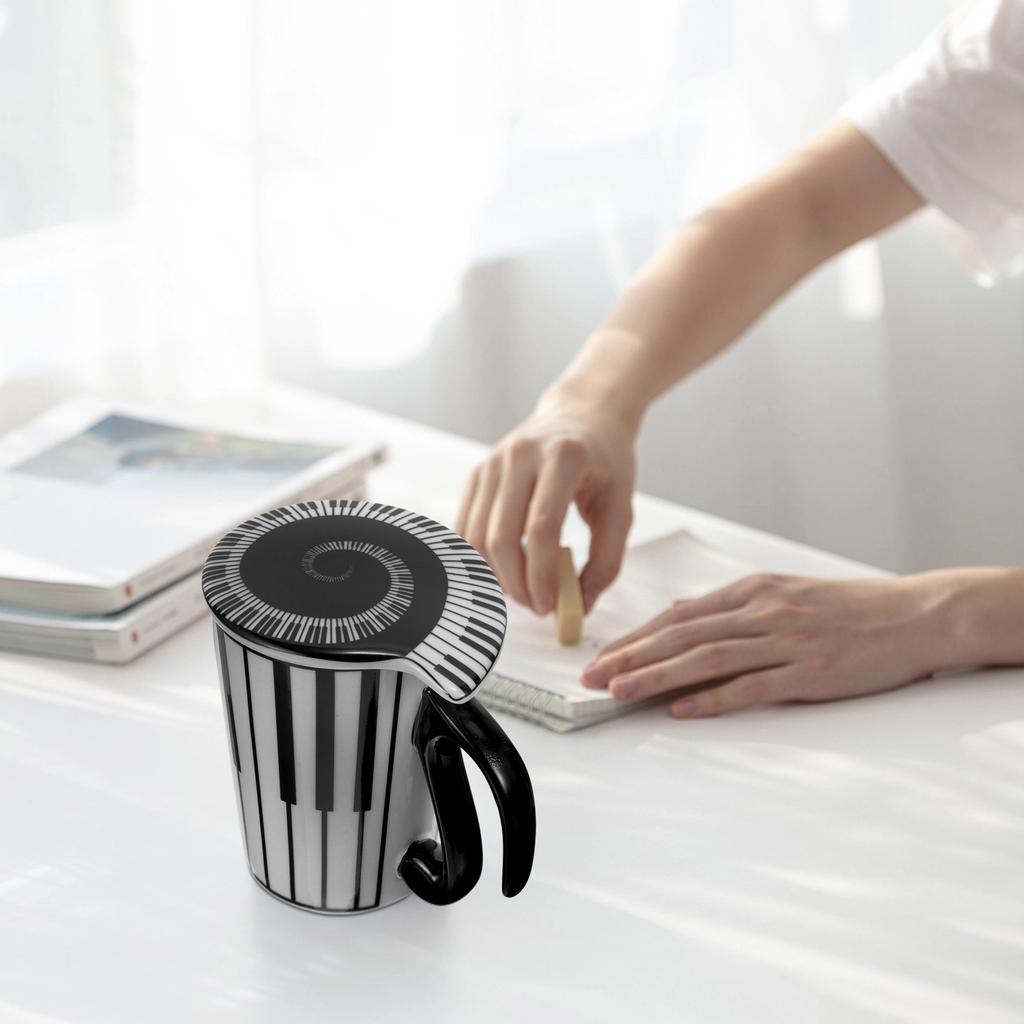 Cartoon Piano Key Mug Ceramic Coffee Cup for Hot Cold Drinks Smooth Rim Anti Scalding Handle Home Kitchen Dining Mug