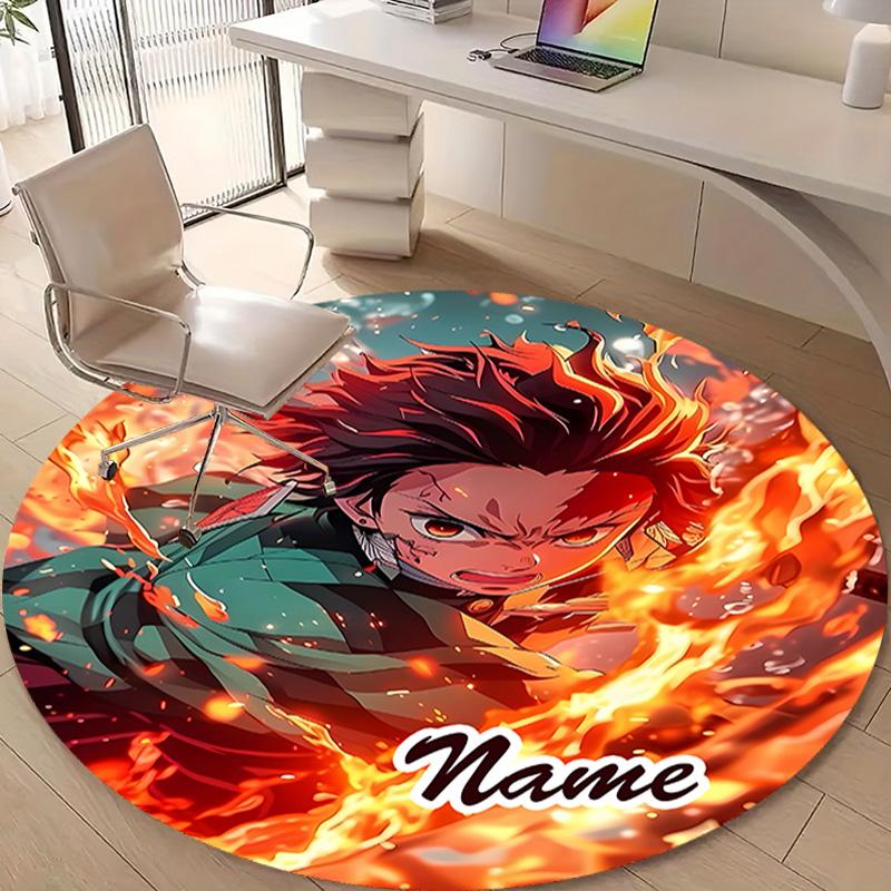 Personalized Demon Slayer Round Chair Office Rug - Perfect for Mat, Office Chair & More - Ideal Gift for Birthdays and Holidays