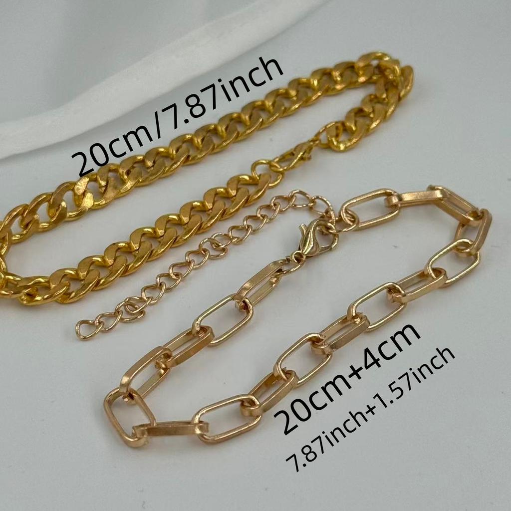 2-Piece Fashion Bracelet Set Adjustable Gold Bracelet Minimalist Style Halloween Gift Jewellery Birthday Present
