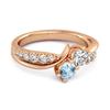 Blue Topaz Twin Stone Pavé Ring - 925 Sterling Silver Rose Gold Vermeil