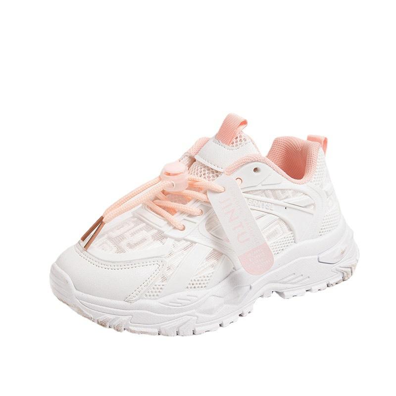 Girls' Double Mesh Sneakers2026New Spring and Autumn Children's Soft Sole White Shoes Boys' Casual Running Shoes