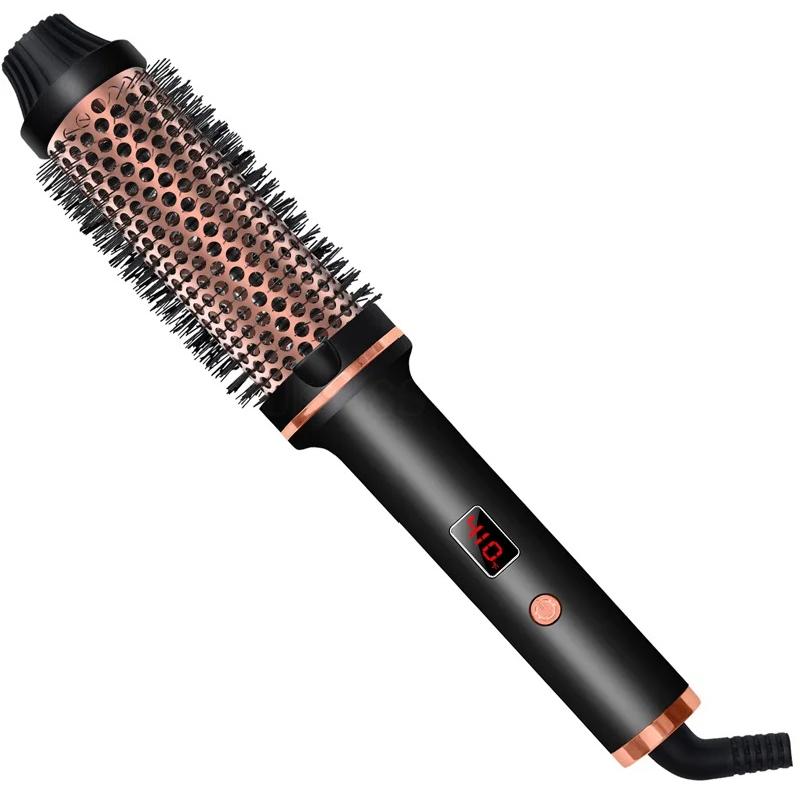 Thermal Brush 1.5 Inch Heated Curling Brush Ceramic Curling Iron Volumizing Brush Heating Round Brush Travel Hair Curler Comb