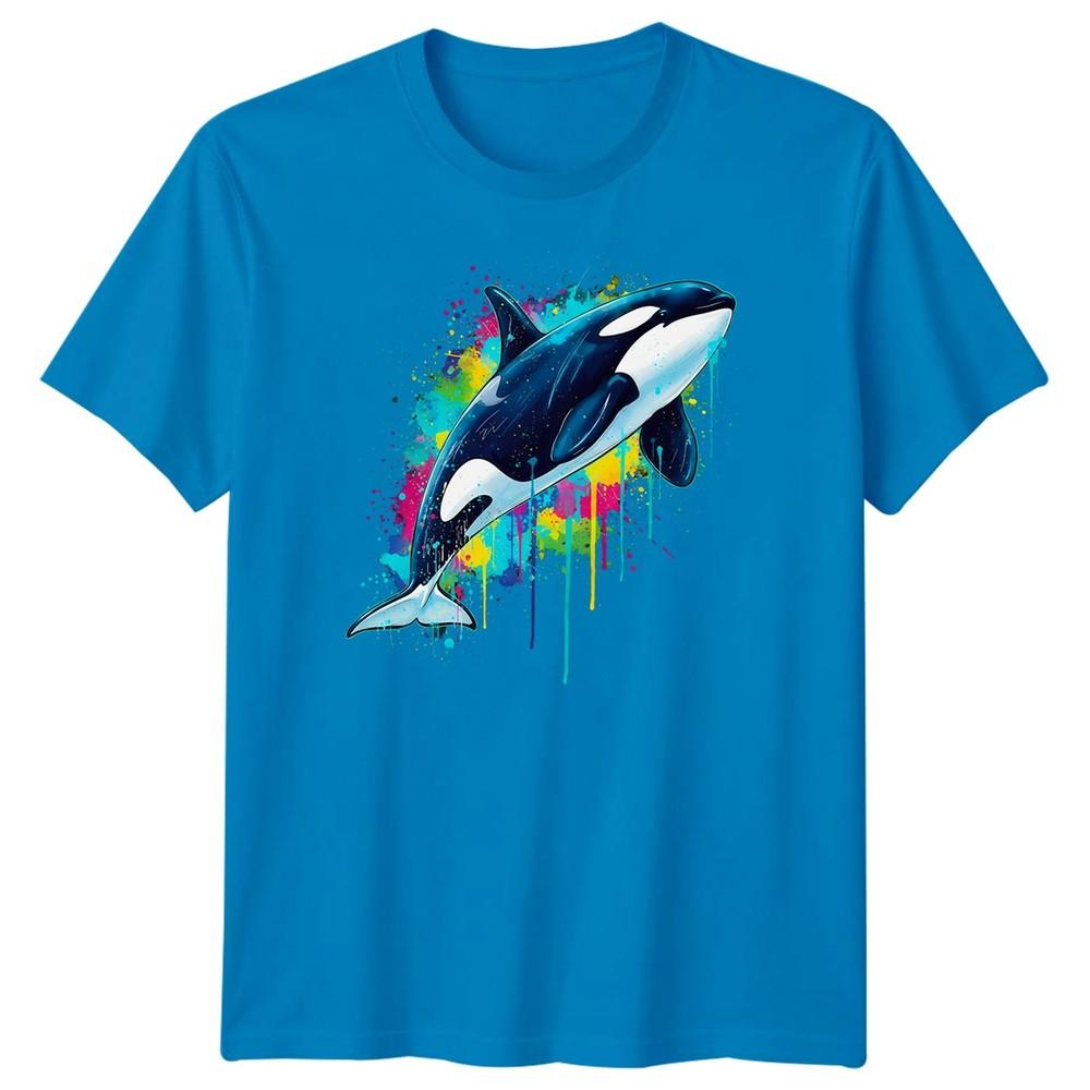 Orca Marine Animal Unisexs Tshirt Vibrant Splash Art
