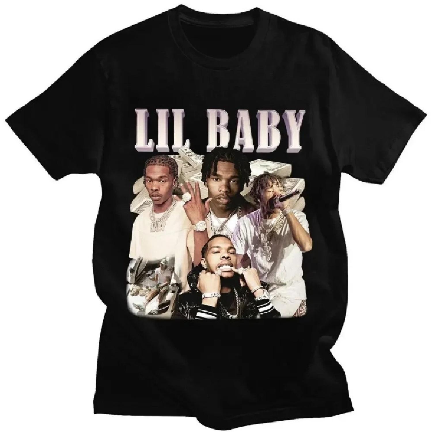 

Fashion Rapper Lil Baby Cotton T-Shirts Print Women Casual Short Sleeves T Shirt Hip Hop Harajuku Unisex Tees Top Clothing XXXXXL чорний