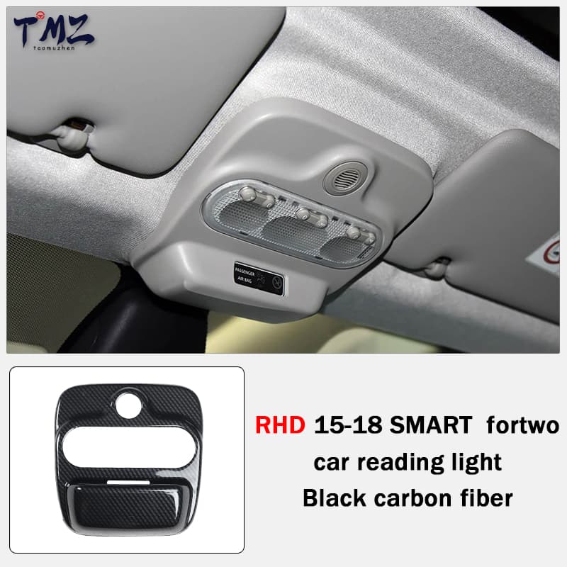 Center Console Panel Black Carbon Fiber Car Interior Sticker Suitable for Mercedes-Benz Smart Fortwo 453 LHD 2015-2018