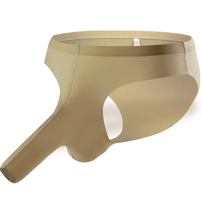 Men'S Ice Silk Underwear Ice Silk Seamless Briefs Bullet Separation Pouch Panties Thin Breathable Underpants Bikini Slip Homme
