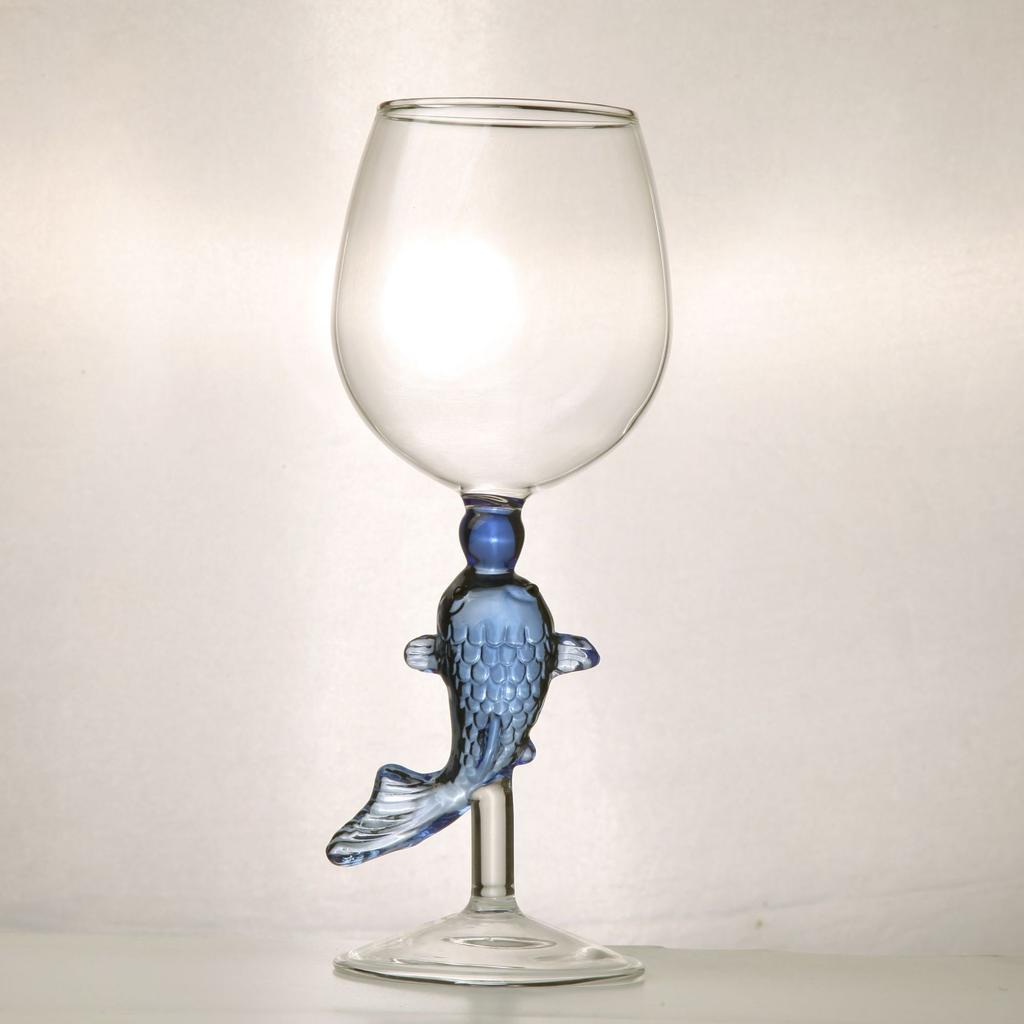 Fish Handle Glass Wine Goblet Glass Cup Champagne Coupes Water Tumbler 300ml