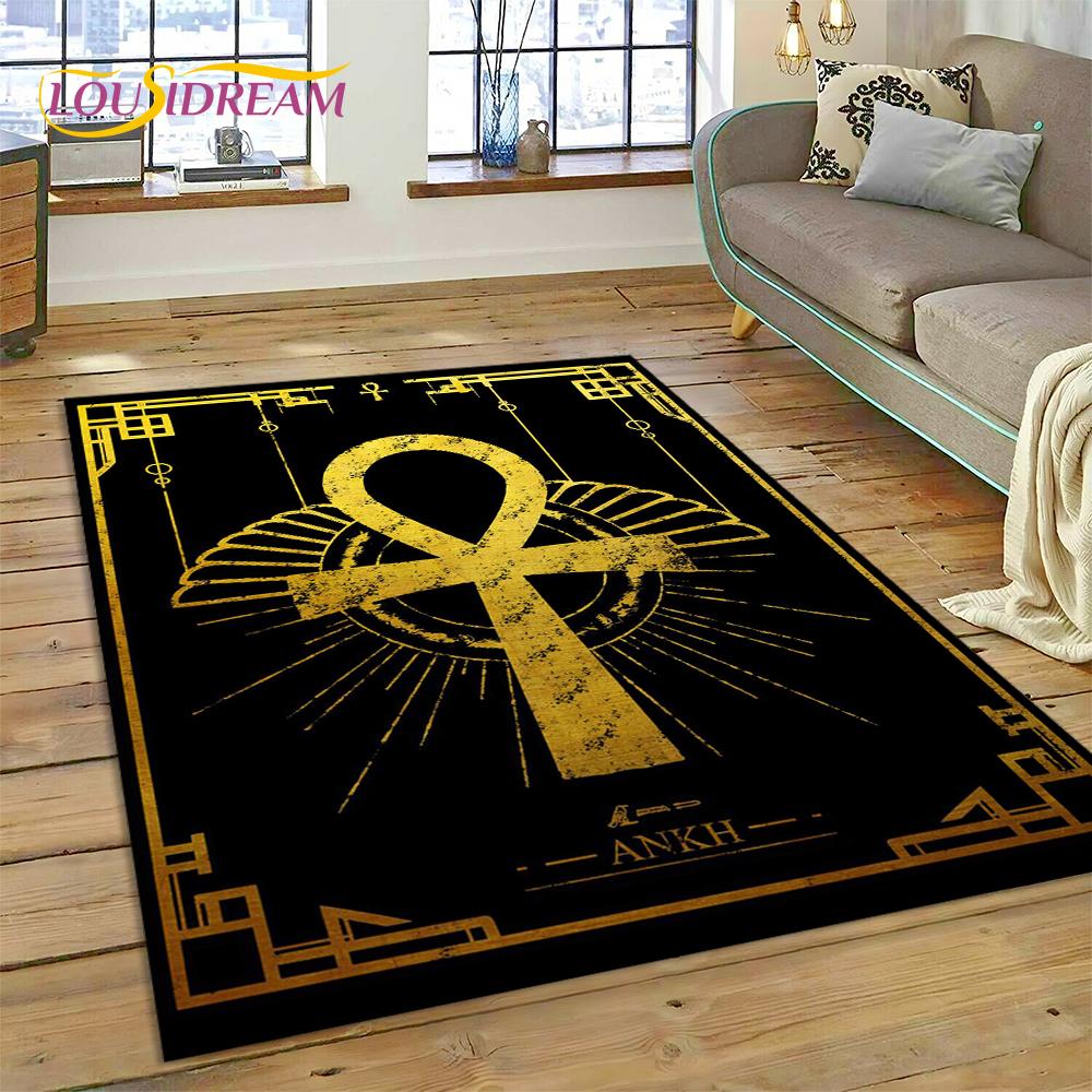 Antike ägyptische ideografische Zeichen-Symbole, mythologischer Teppich, Teppich für Zuhause, Wohnzimmer, Schlafzimmer, Sofa, Fußmatte, Dekoration, rutschfeste Matte