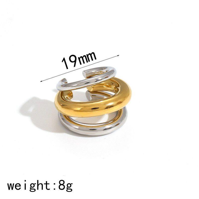 Fashion Ins Style Classic Simple Easiest for Match Titanium Steel Gold-Plated Three-Layer Ear Clip Fancy Earrings Ear Clip Without Pierced Ears