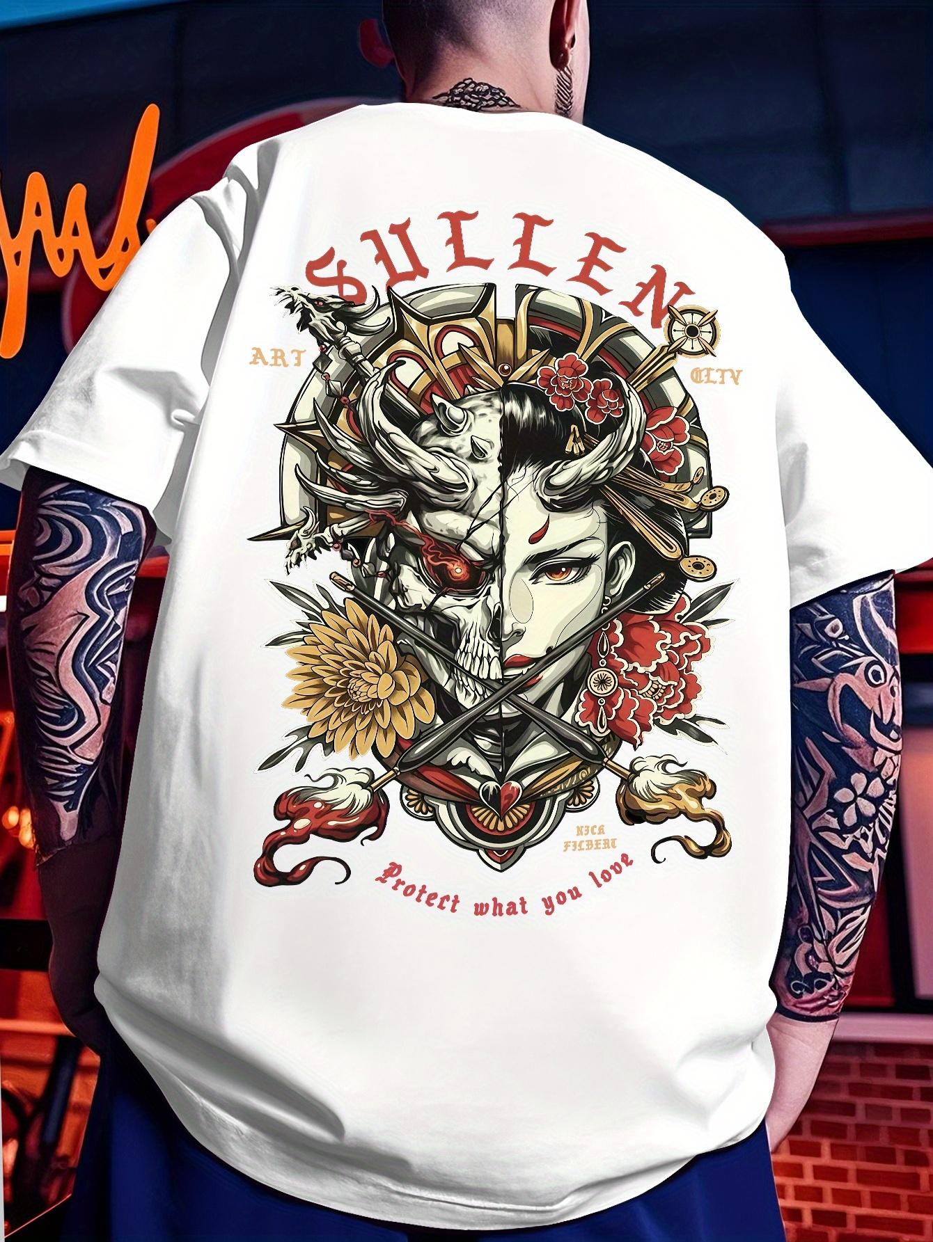 Sullen Clothing Унисекс Ник Филберт Стандартная Футболка Тату Арт Графическая Футболка Двусторонний Цветочный Мотив Уличная Одежда Летняя Короткий Рукав S