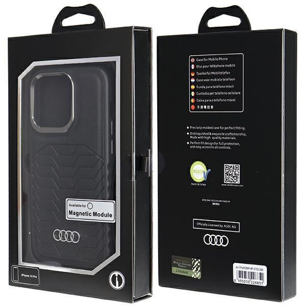 Audi Synthetic Leather Magsafe Iphone 14 Pro 6.1 Czarny/Black Hardcase Au-Tpupcmip14P-Gt/D3-Bk
