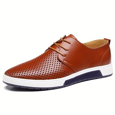 Plus Size Men's Solid Colour Breathable Skateboard Shoes, Comfy Non Slip Rubber Sole Lace Up Sneakers For Men's Outdoor Activities