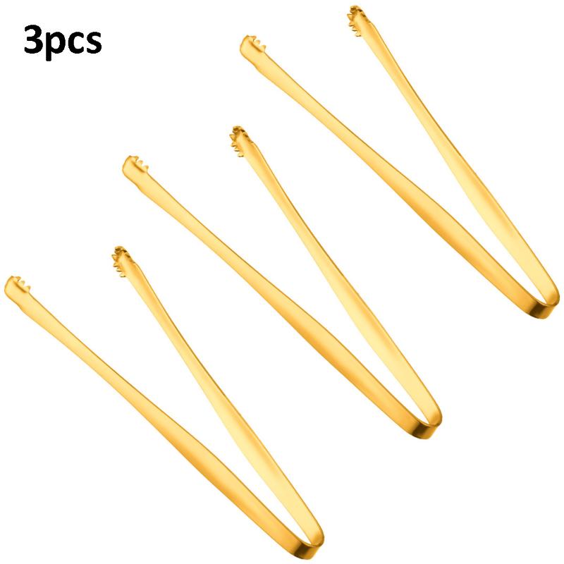 3Pcs Stainless Steel Ice Clamp Thick Anti Slip Ice Clip Fruit Coffee Cube Sugar Clip Toothed Food Clip Kitchen Accessories