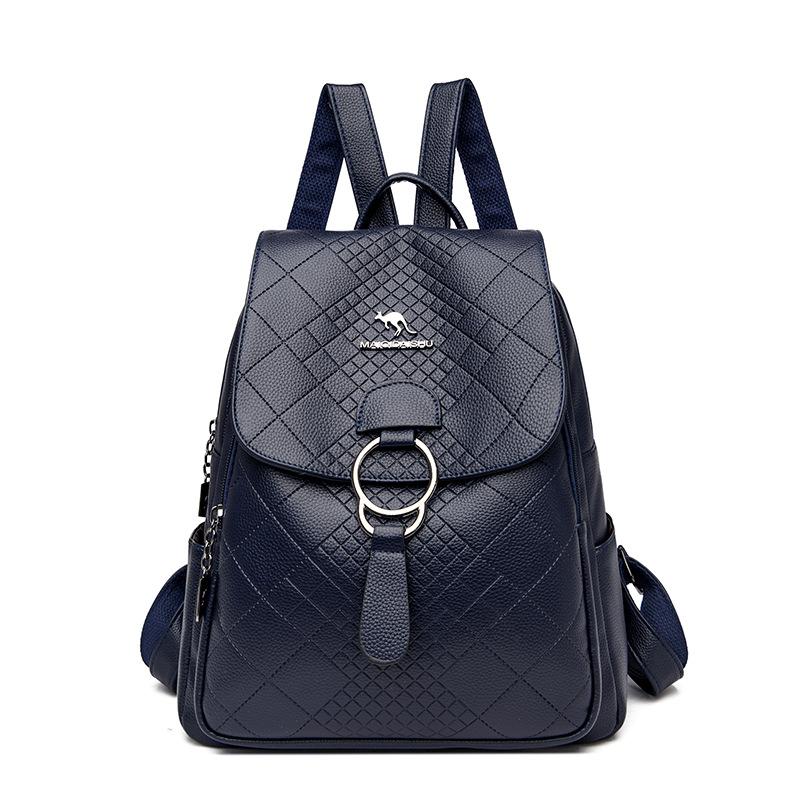 Dual-shoulder Bag, Fashionable Student Backpack, High-quality Lightweight Soft Leather Business Travel Backpack