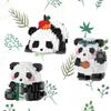 Knew Built Adorable Panda Micro Mini Building Blocks: Various Shape with Charming Apple and Bamboo Perfect Playmate ToysGift