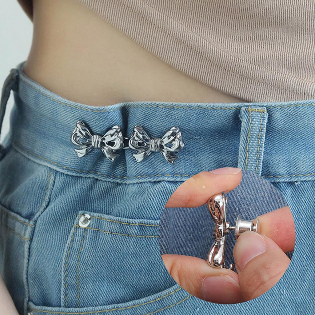 Bowknot Button Pins Jean Waist Buckles Detachable Pants Waist Tightener Jean Buttons Pins Adjustment Waist Buckles