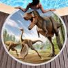 Jungle Wildlife Dinosaur Round Beach Blanket, Soft Microfiber Round Beach Blanket Sand Free Quick Dry Circle Bath Towel Yoga Mat