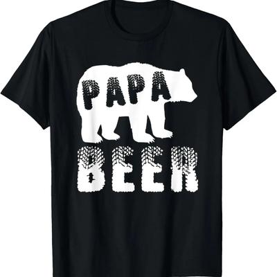 Mens PAPA BEER BEAR for the Best Dad, Funny Dad Joke T-Shirt