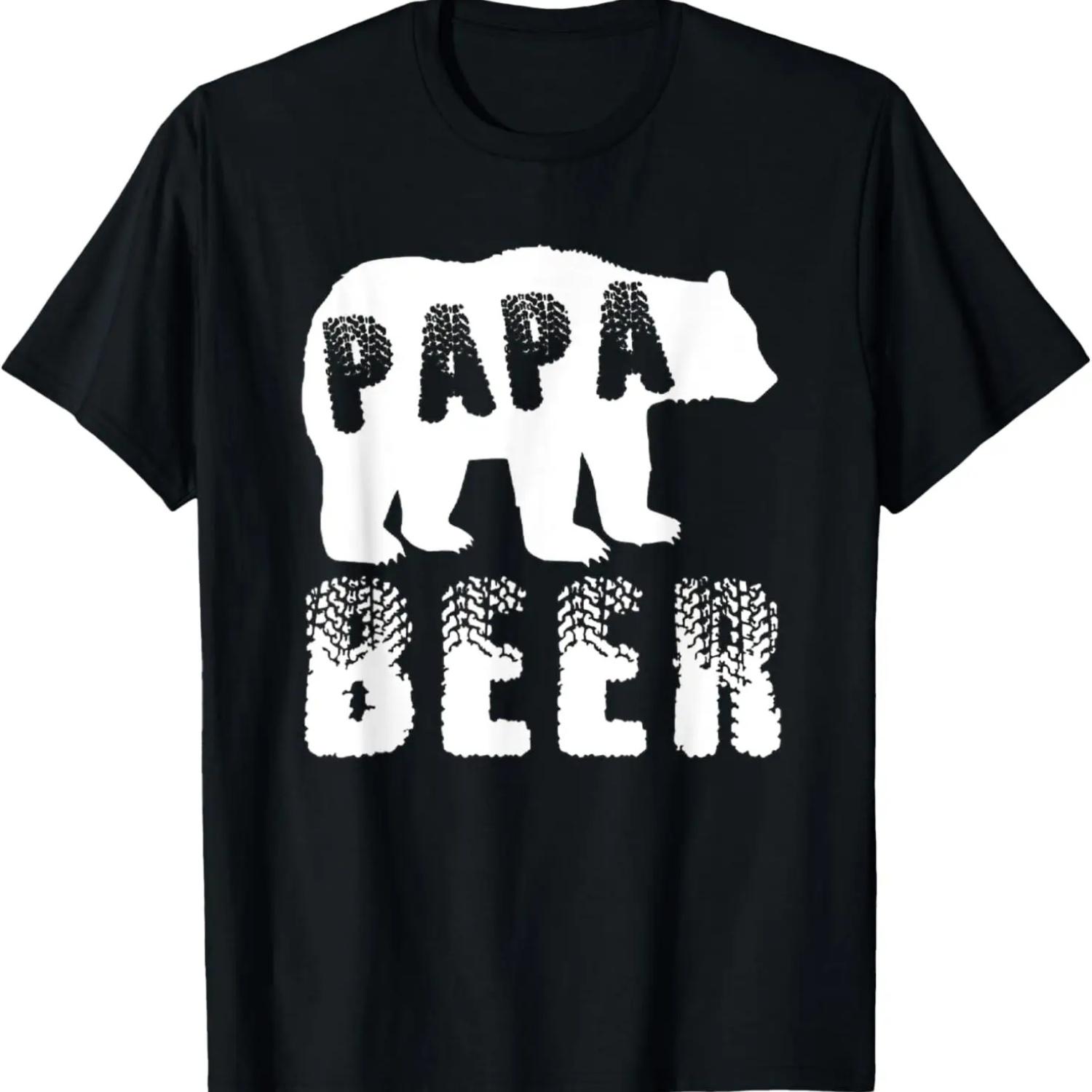 Mens PAPA BEER BEAR for the Best Dad, Funny Dad Joke T-Shirt S чёрный