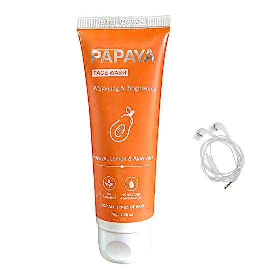 Morvin papaya face wash whitening and brightening all skin type 70 g pack of 1 free earphone