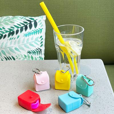 Mini Bolso Llavero Almacenamiento Ahorro de Espacio Lavable Útil Colgante para Taza Botella Almacenamiento Portátil de Pajitas Suministros para el Hogar