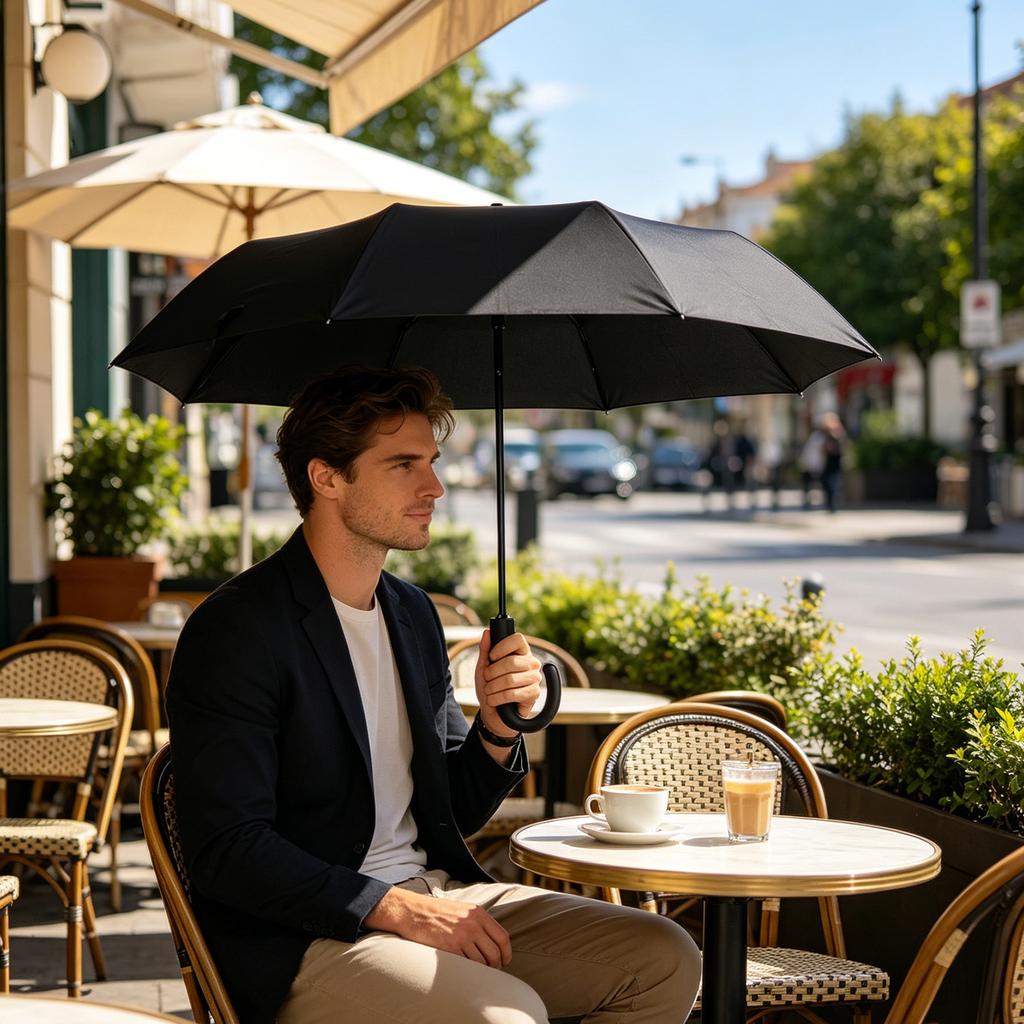 Automatic Open Close Umbrella with Loop Handle Compact Folding Design UV Protection Sun Rain Dual Use Wind Resistant Travel Umbrella