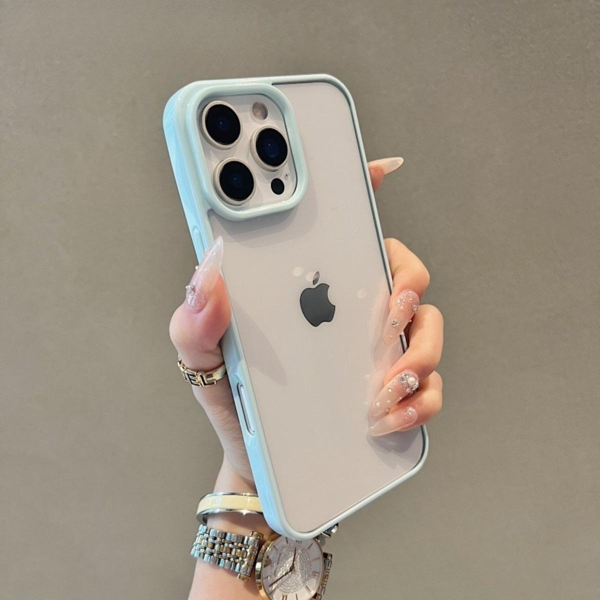 

Конфетный противоударный силиконовый бампер для телефона для iPhone 16 Plus 15 14 Promax 11 12 13 Pro Max Прозрачная защитная крышка iPhone 11 Pro Max синий